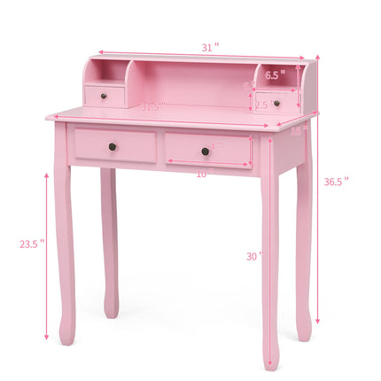 Writing Desk 2-Tier Vanity Desk Computer Desk with 4 Drawers