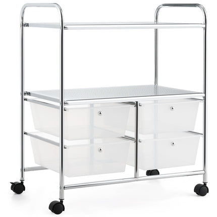 Mobile 4 Drawers Shelves Rolling Storage Cart Rack