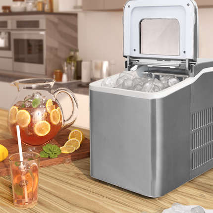 Portable Countertop Ice Maker Machine with Scoop-Silver