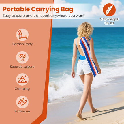 6.5 Feet Beach Umbrella with UPF50+ Sun Protection and Push Button Tilt-Colorful