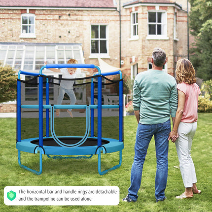 5 Feet Kids 3-in-1 Game Trampoline with Enclosure Net Spring Pad