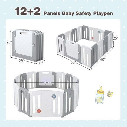 14 Panels Kids Safety Activity Play Center with Drawing Board
