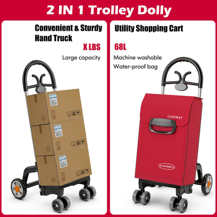 Folding Shopping Cart Utility Hand Truck with Rolling Swivel Wheels