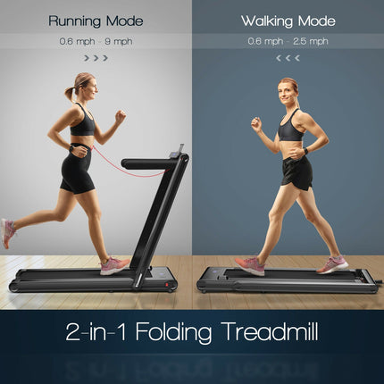 2-in-1 Folding Treadmill with Dual LED Display