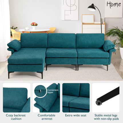 Extra Large Modular L-shaped Sectional Sofa with Reversible Chaise for 4-5 People