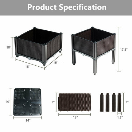 Set of 4 Elevated Flower Vegetable Herb Grow Planter Box