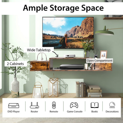 55 Inches Floating TV Stand with Power Outlet
