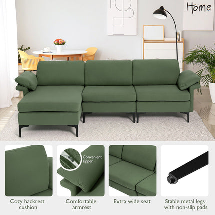 Extra Large Modular L-shaped Sectional Sofa with Reversible Chaise for 4-5 People