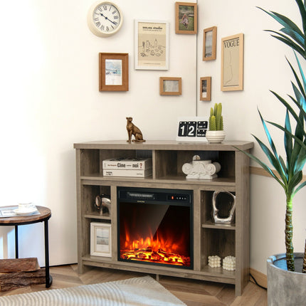 Modern Corner TV Stand with Adjustable Shelves for TVs up to 48 Inch