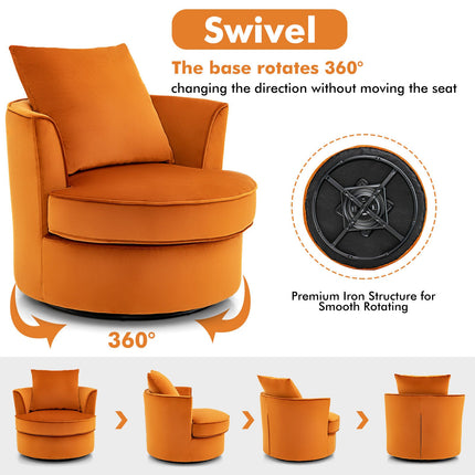 Modern 360¬∞ Swivel Barrel Chair with No Assembly Needed-Orange