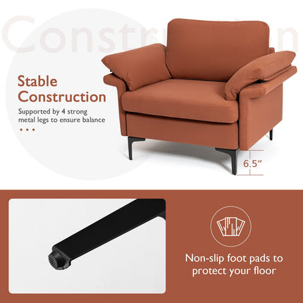 Modern Fabric Accent Armchair with Original Distributed Spring and Armrest Cushions