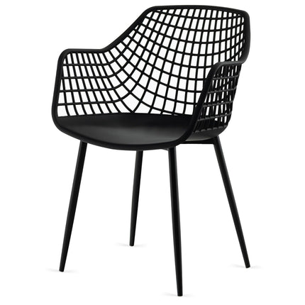 Set of 4 Heavy Duty Modern Dining Chair with Airy Hollow Backrest