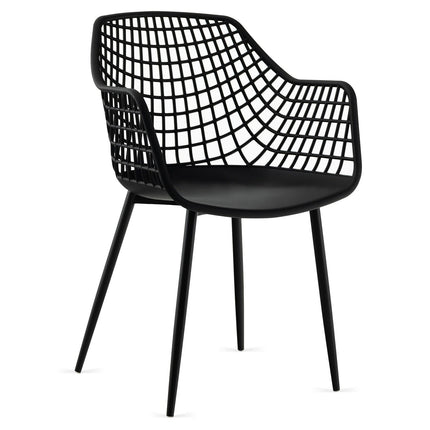 Set of 4 Heavy Duty Modern Dining Chair with Airy Hollow Backrest
