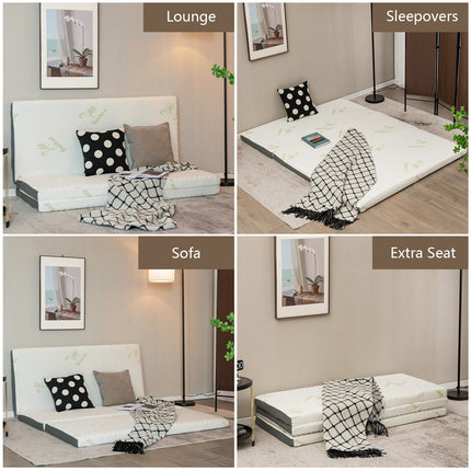 Portable Tri-fold Memory Foam Floor Mattress Topper Portable with Carrying Bag