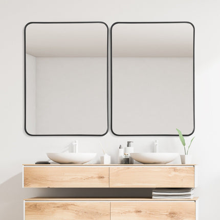 Metal Framed Bathroom Mirror with Rounded Corners
