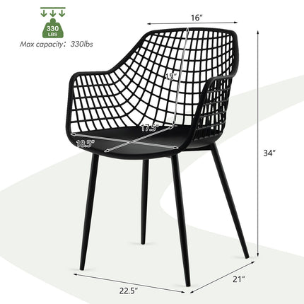 Set of 4 Heavy Duty Modern Dining Chair with Airy Hollow Backrest