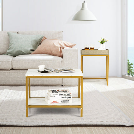 2 Pieces Nesting Coffee Table Set for Living Room-White