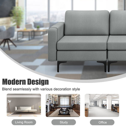 3-Seat Sectional Sofa Couch with Armrest Magazine Pocket and Metal Leg