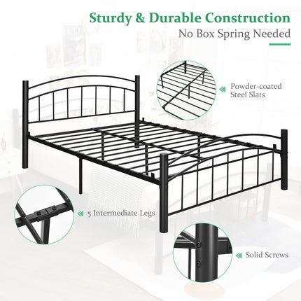 Modern Platform Bed with Headboard and Footboard