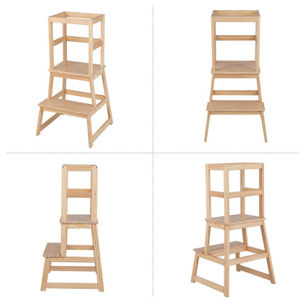 2-in-1 Multifunctional Toddler Step Stool with Safety Rail