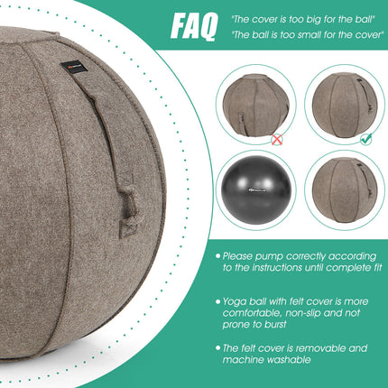 Yoga Sitting Ball with Felt Cover and Air Pump