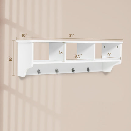 Wall Mount Cubby Organizer Hooks Entryway Storage Shelf