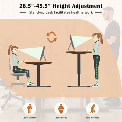 L-shaped Electric Standing Desk with 4 Memory Positions and LCD Display