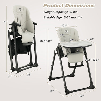4-in-1 Baby High Chair with 6 Adjustable Heights