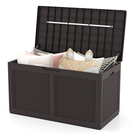 100 Gallon Resin Deck Box Outdoor Waterproof Storage Bench