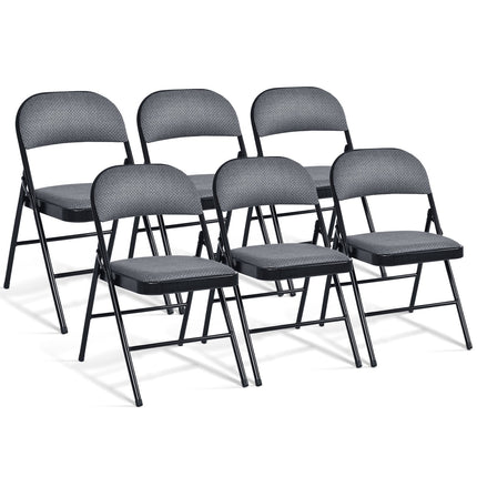 4 Pieces Fabric Upholstered Padded Seat Folding Chairs Seet