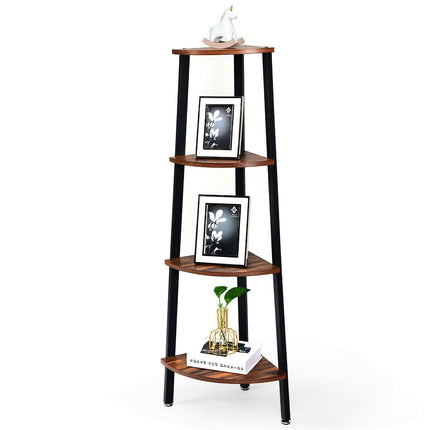 4-Tier Corner Shelf Metal Storage Rack Domestic Bookcase