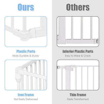 6 Panel Wall-mount Adjustable Baby Safe Metal Fence Barrier-White
