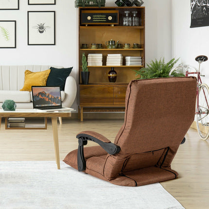14-Position Adjusting Lazy Sofa Chair with Waist Pillow and Armrests