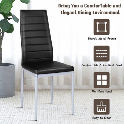 4 pcs PVC Leather Dining Side Chairs Elegant Design