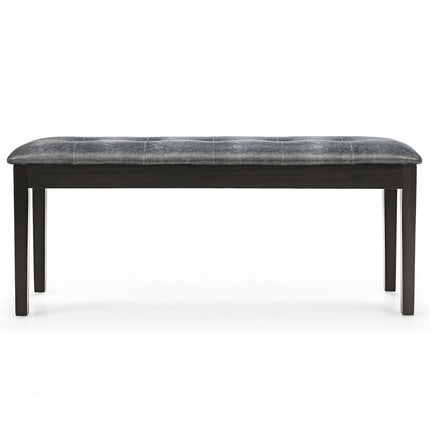 Upholstered Dining Room PU Bench Solid Wood Button Tufted