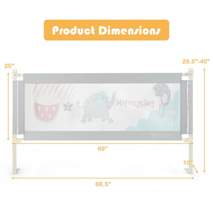 69 Inch Toddlers Vertical Lifting Baby Bedrail Guard with Lock