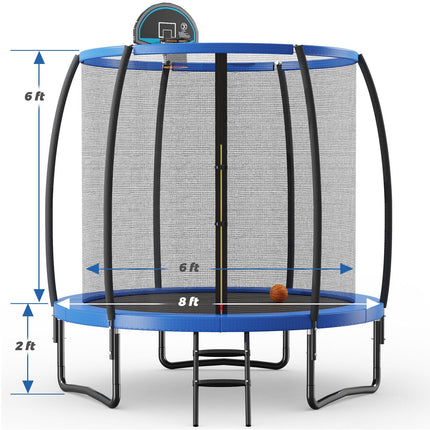 8/10 Feet Recreational Trampoline with Basketball Hoop