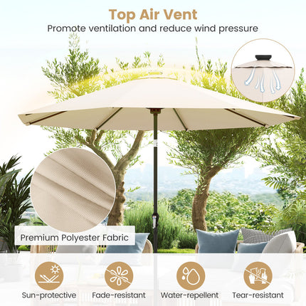 10 Feet Solar Patio Umbrella with 96 Multi-Colored Flowing LED Lights and Tilt Adjustment