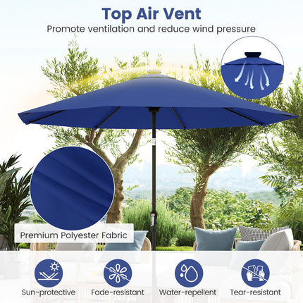 10 Feet Solar Patio Umbrella with 96 Multi-Colored Flowing LED Lights and Tilt Adjustment