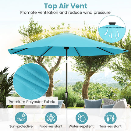 10 Feet Solar Patio Umbrella with 96 Multi-Colored Flowing LED Lights and Tilt Adjustment