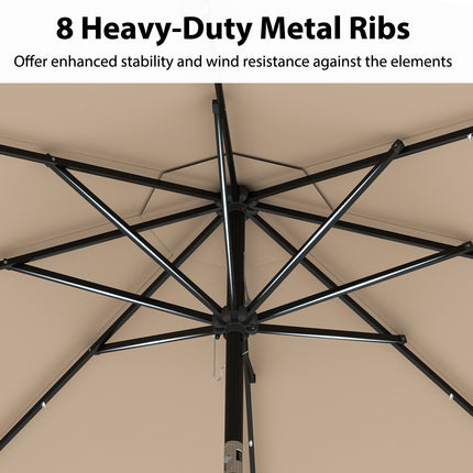 10 Feet Solar Patio Umbrella with 24 LED Lights