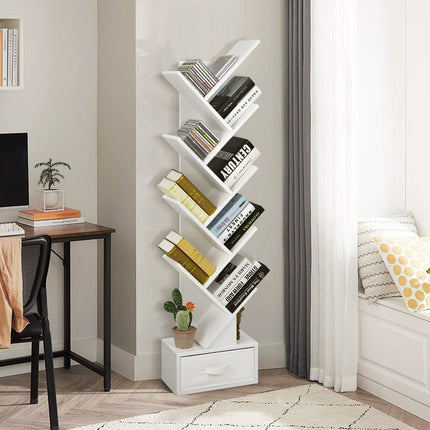 10-tier Tree Bookshelf with Drawer Free