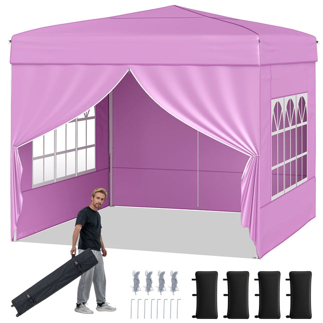 10 X 10 FT Pop up Canopy Tent Outdoor Patio Commercial Sunshade Shelter with 4 Sidewalls