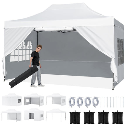 10 X 14 FT Pop up Canopy Tent Outdoor Patio Commercial Sunshade Shelter-White