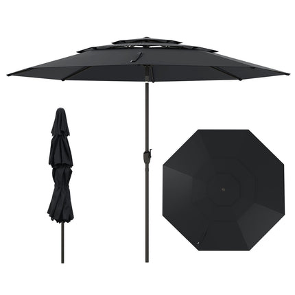 10 ft 3-tier Vented Patio Umbrella with Push Button Tilt