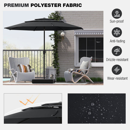 10 ft 3-tier Vented Patio Umbrella with Push Button Tilt