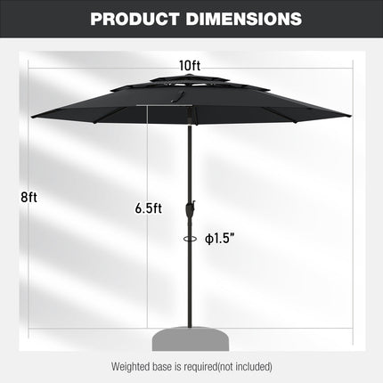 10 ft 3-tier Vented Patio Umbrella with Push Button Tilt