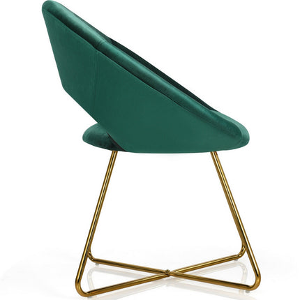 Modern Accent Velvet Dining Arm Chair with Golden Metal Legs and Soft Cushion