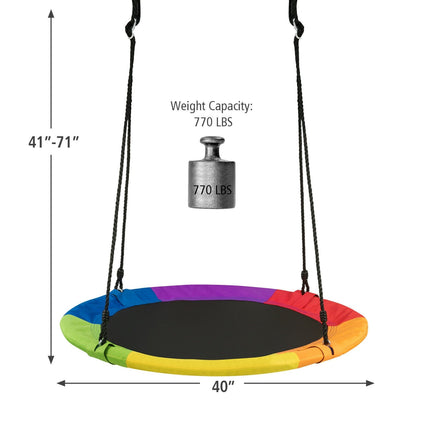40 Inch 770 lbs Flying Saucer Tree Swing Kids Gift with 2 Tree Hanging Straps-Multicolor