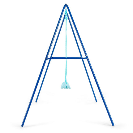 Outdoor Kids Swing Set with Heavy-Duty Metal A-Frame and Ground Stakes
